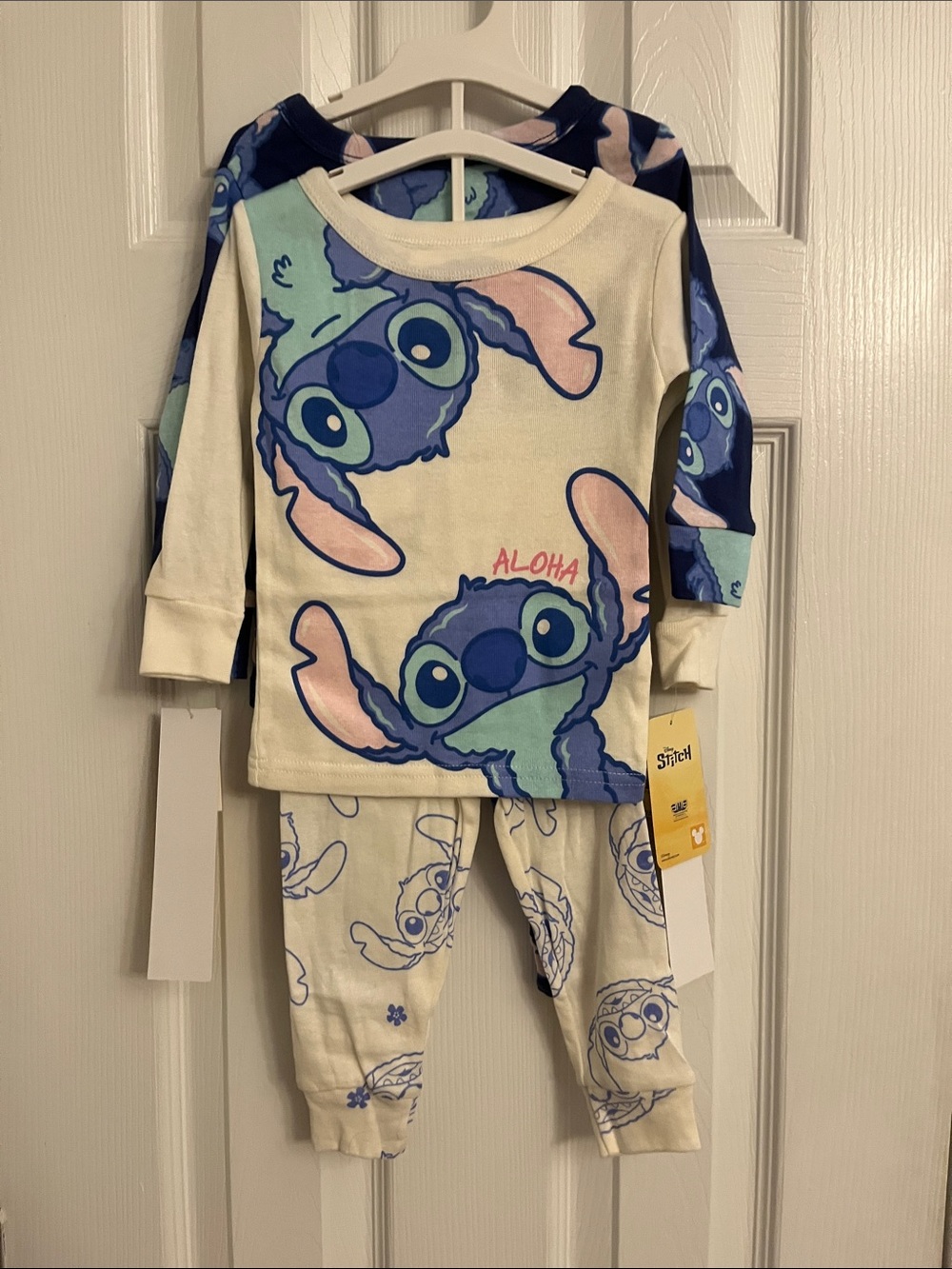 Disney Lilo & Stitch 4 piece Pajama Set - Cream & Blue size 18 months